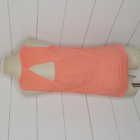 ATHLETA XXS pink/peach 100% linen tank with cutout at back - Picture 2 of 7